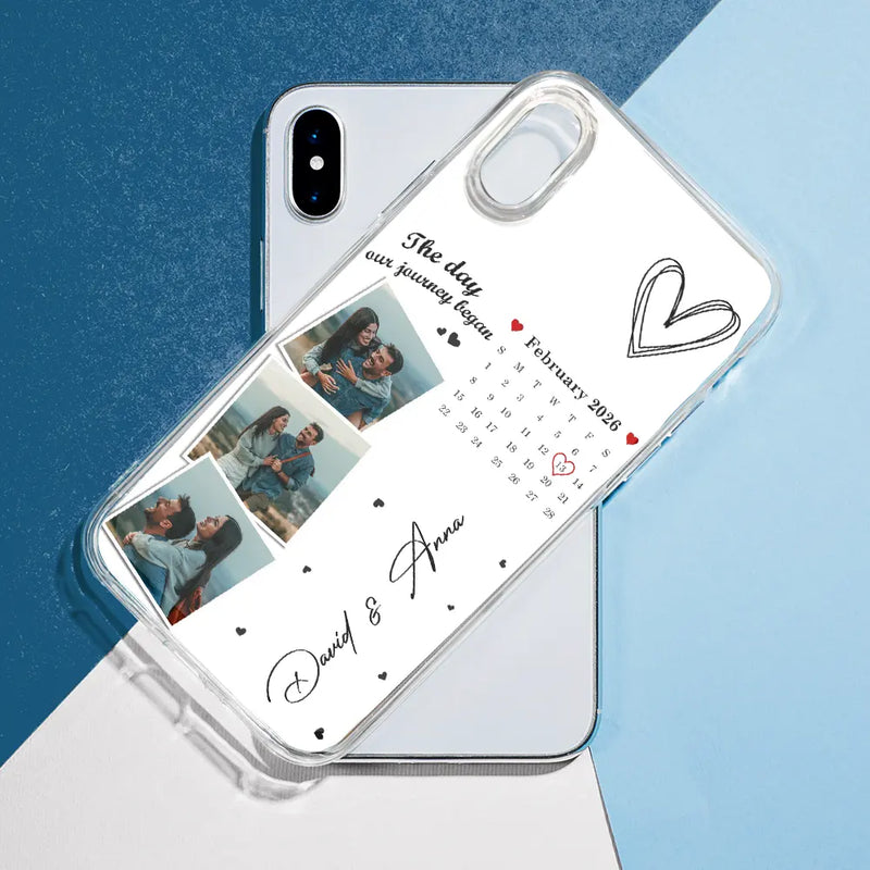 Custom Photo Calendar The Day Our Journey Began - Gift For Couples - Personalized Clear Phone Case