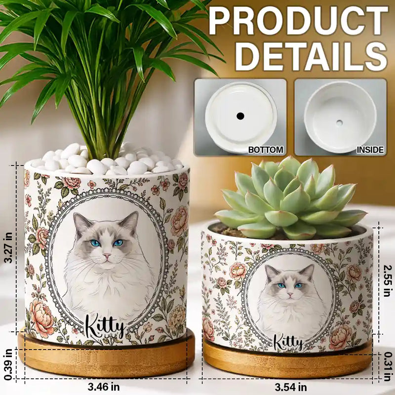 Art Design,Healing,Pet Memorial,Pet Lovers,Memorial,Photo - Vivid Watercolor Art - Custom Photo Vivid Watercolor Art Forever Loved Dog Cat Pet Portrait Toile Remembrance - Personalized Plant Pot