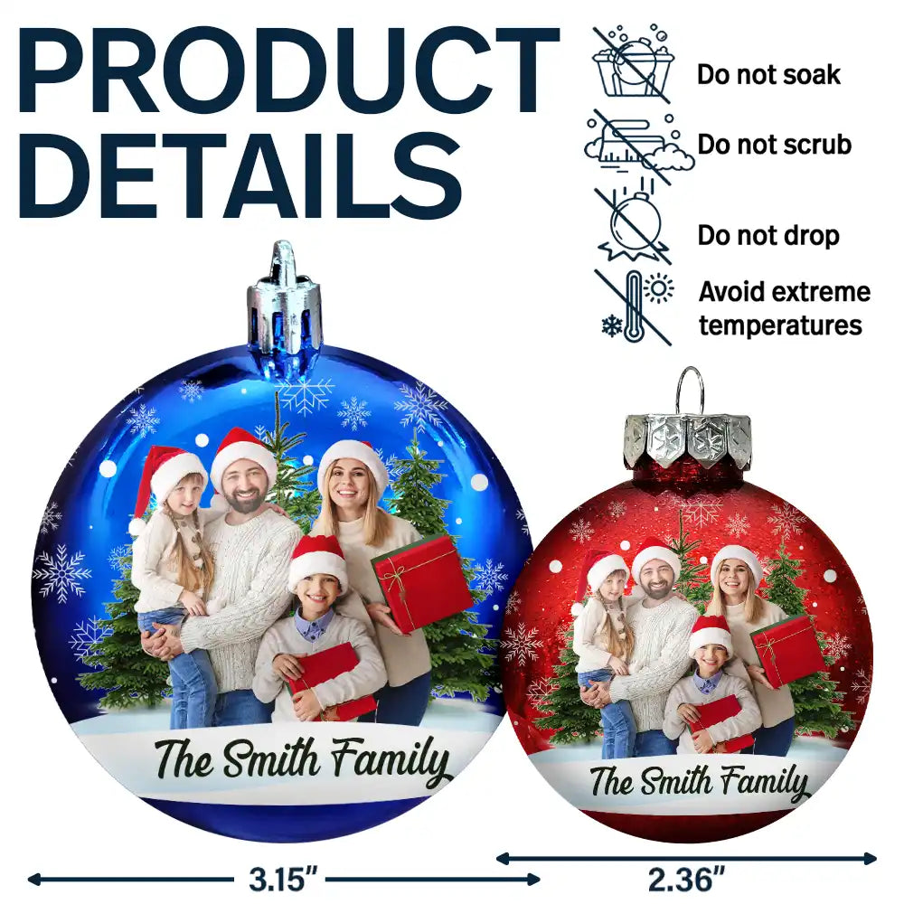 Family,Christmas,Love - Custom Photo Christmas Together Family - Personalized Ball Ornament