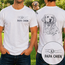 Custom Photo,Art Design,French,Cat Dad,Pet Lovers,Gift For Father,Non-Eng,Adorable,Photo - Pencil Sketch - Remove BG - Photo Personnalisée Croquis Au Crayon Photo Personnalisée Croquis Au Crayon Papa Chat Papa Chien Mama Chat Mama Chien - T-Shirt Personnalisé