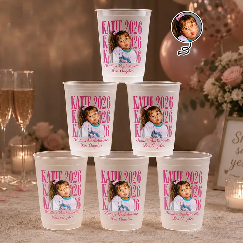 Playful, Custom Photo, Gift For Yourself, Dynamic Photo - Custom Photo Bachelorette Party Vintage Photo - Personalized Frosted Cups