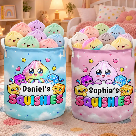 Gift For Kids Squishy Lovers - Personalized Name Squishy Collection Storage Basket
