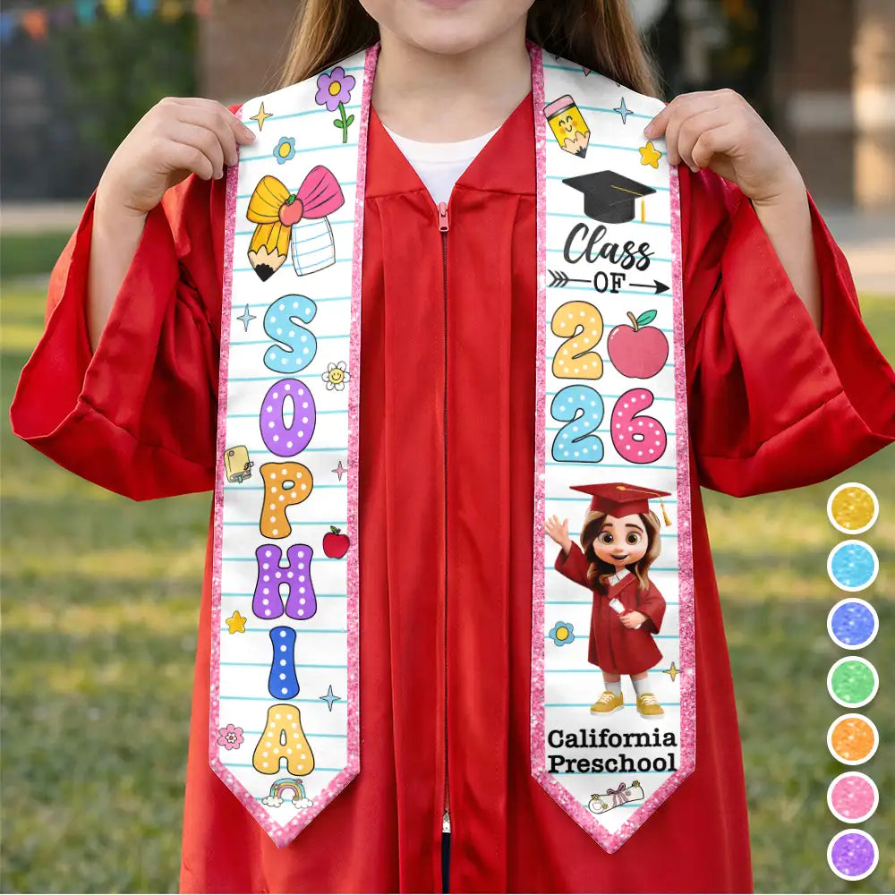 Graduation,Happy,Gift For Kids - Congrats Graduation Cute Kid - Personalized Kid Graduation Stole