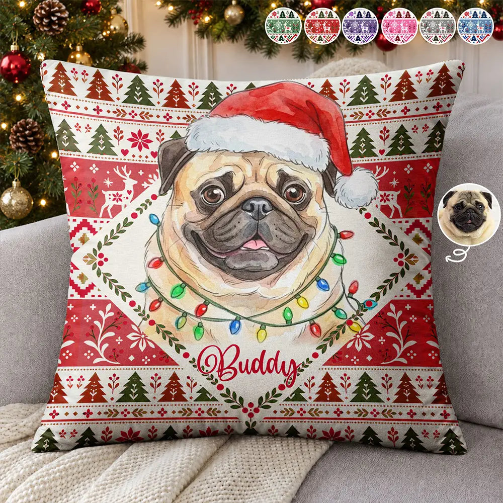 Christmas Gifts For Pet Mom - Personalized Custom Photo Portrait Pillow