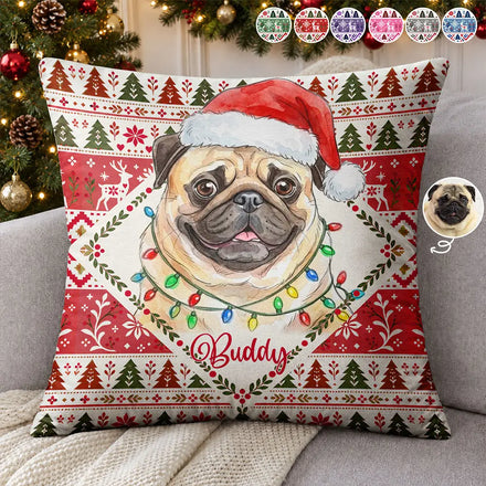 Christmas Gifts For Pet Mom - Personalized Custom Photo Portrait Pillow