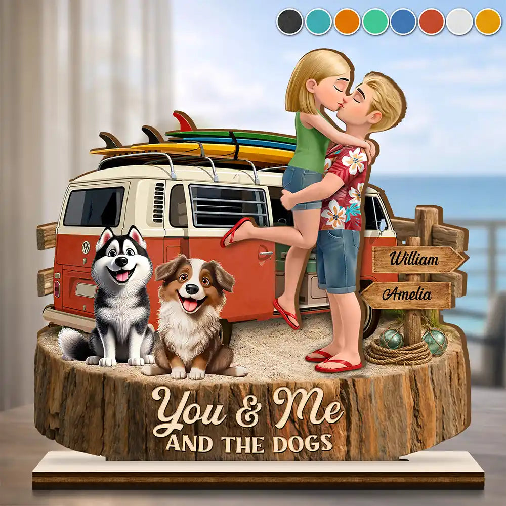 Beach Vibe You And Me And The Dogs - Personalized Custom Shaped Wooden Plaque