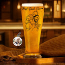 Gift For Father,Gift For Grandpa,Non-Eng,Photo - Pencil Sketch (Bold),Proud - Custom Photo Bold Sketch Best Dad Grandpa Ever Family Portrait - Personalized Pilsner Glass