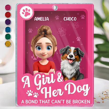 A Girl And Her Dogs - Personalized Custom Shaped Acrylic Plaque