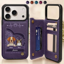 Dog Lovers, Dog Mom - Cute Dogs And Cats Aesthetic Pattern - Personalized Leather Flip Wallet Phone Case