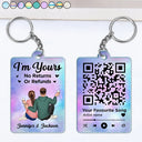 Gift For Couples,Gift For Husband,Gift For Wife,Gift For Boyfriend,Gift For Girlfriend,Happy,Non-Eng,QR Code,Vector,Romantic - Couple Favourite Song I'm Yours No Returns - Gift For Couples - Personalized Acrylic Keychain