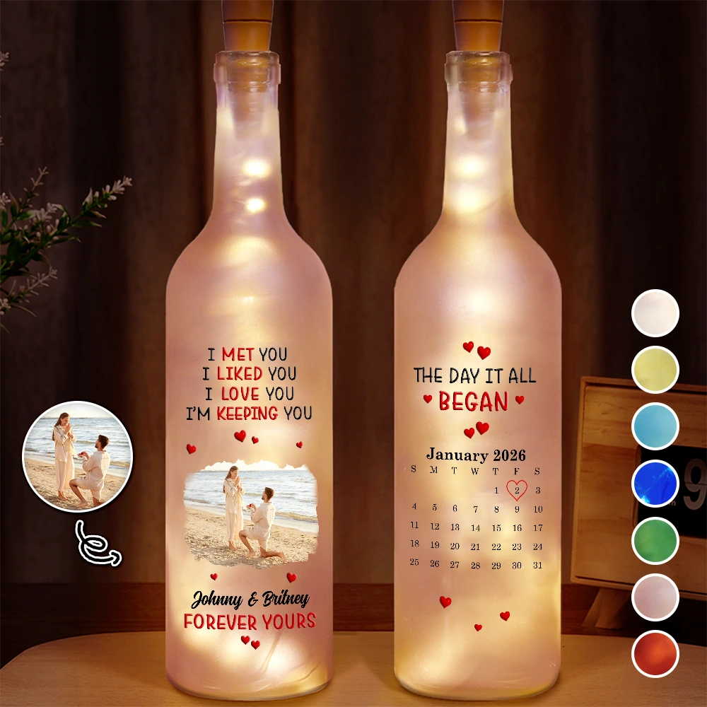 Custom Photo I Met You Liked You Love You Forever - Personalized Bottle Light