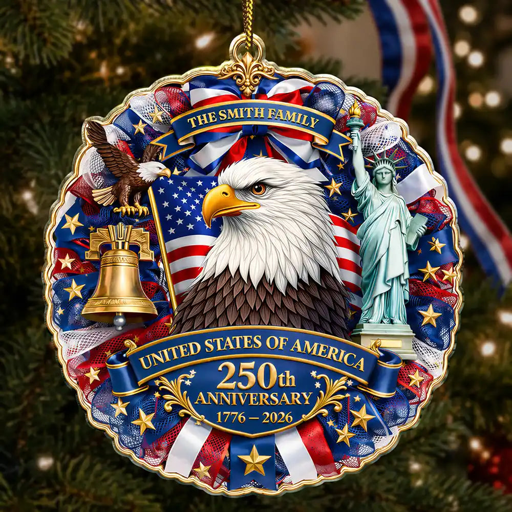 Christmas America We Celebrate 250th Anniversary - Personalized Custom Shaped Acrylic Ornament