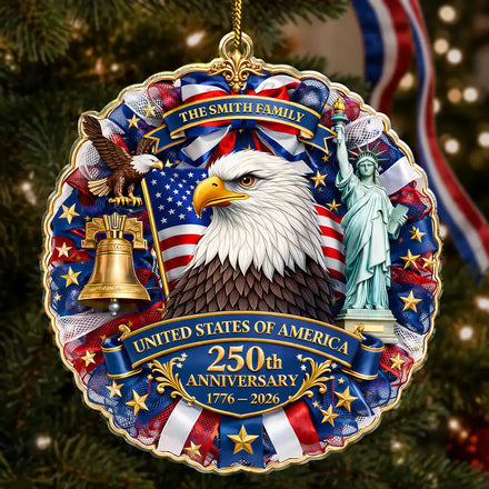 Christmas America We Celebrate 250th Anniversary - Personalized Custom Shaped Acrylic Ornament