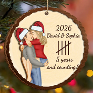 Anniversary,Christmas,Romantic,Gift For Couples,Vector - Couple Annivesary Gift For Her, Him - Personalized 2-Layered Wooden Ornament