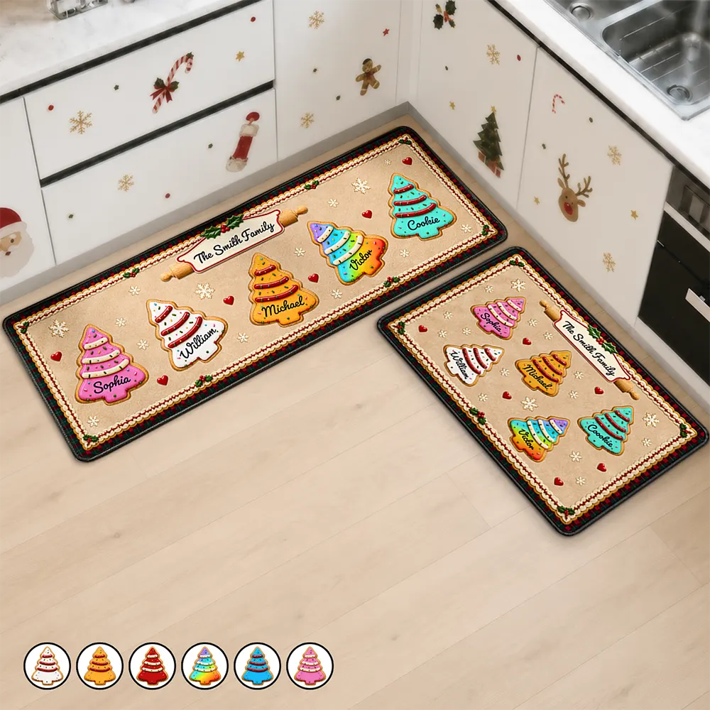 Custom Family Christmas Cookie - Personalized Runner Rug