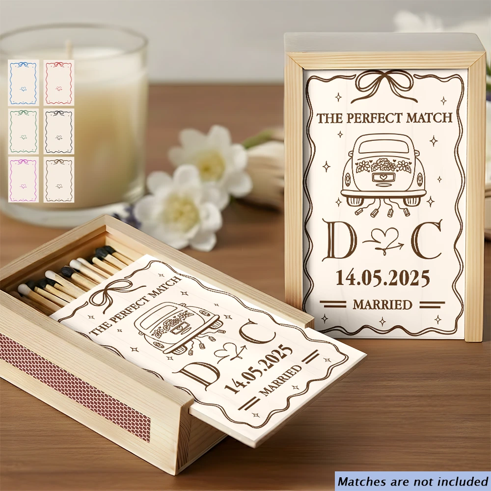 The Perfect Match Engaged Married - Personalized Wooden Matchbox