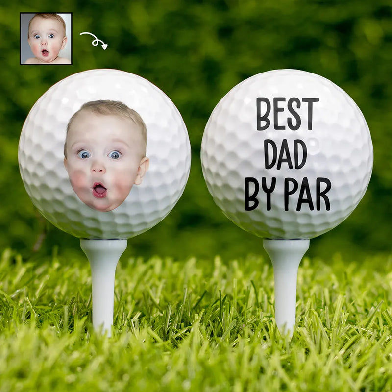Custom Photo,Golf,Gift For Father,Funny  - Custom Photo Best Dad By Par - Personalised Golf Ball