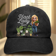 Gardening,Gift For Women,Gift For Men,Happy-Plant Lady - Personalized Vintage Washed Denim Cap