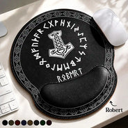 Gift For Men,Gift For Yourself,Confident,Icon - Name In Viking Runes - Personalized Leather Mouse Pad