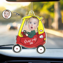 Custom Photo, Gift For Father, Funny - Custom Photo Drive Safe Dad Grandad - Personalised Acrylic Car Hanger