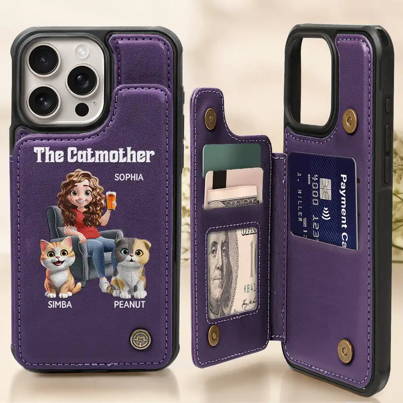 Cat Mom,Cat Lovers,Pet Lovers,Funny - The Cat Mother 3d Effect - Personalized Leather Flip Wallet Phone Case