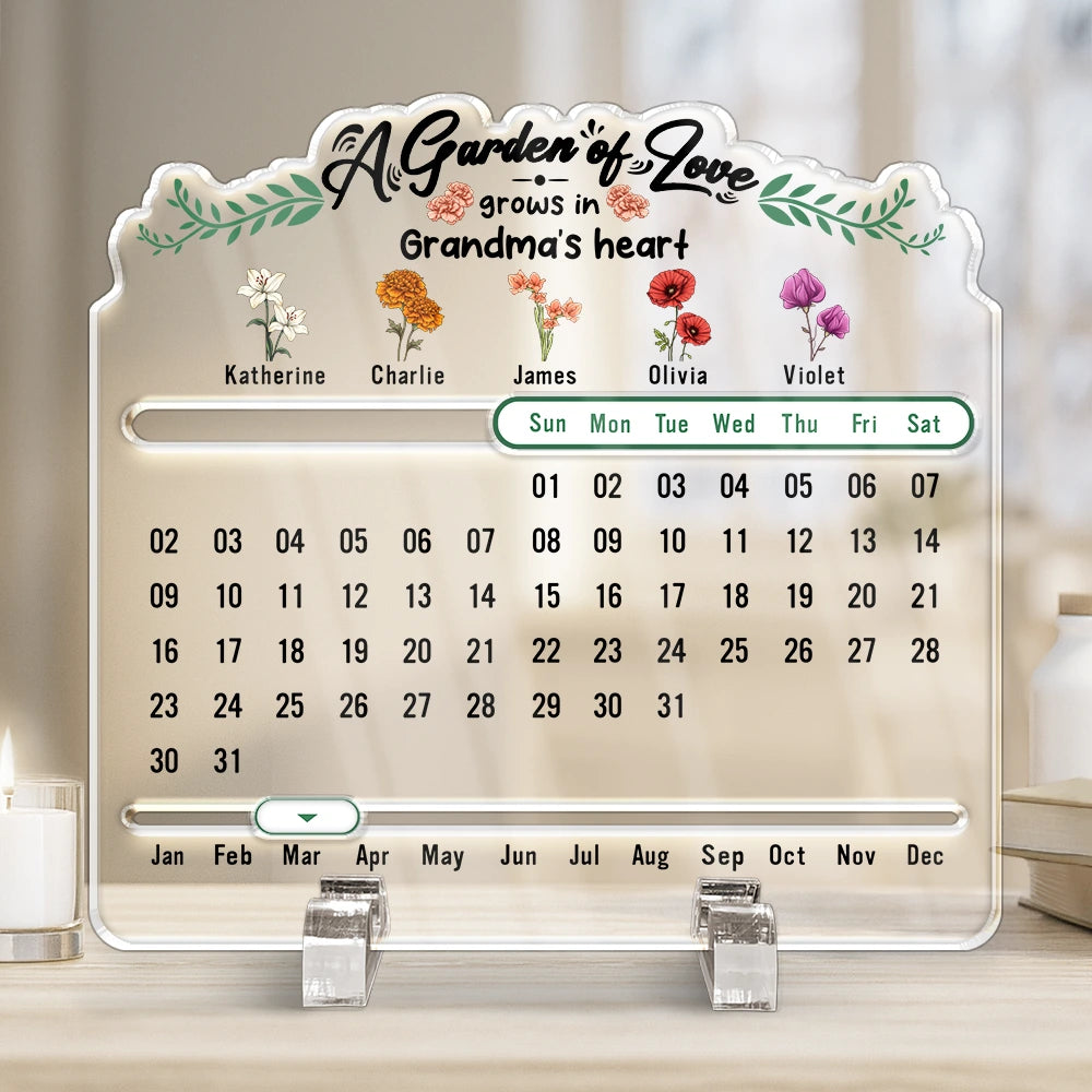 A Garden Of Love Grows In Heart - Personalized Acrylic Perpetual Desk Calendar