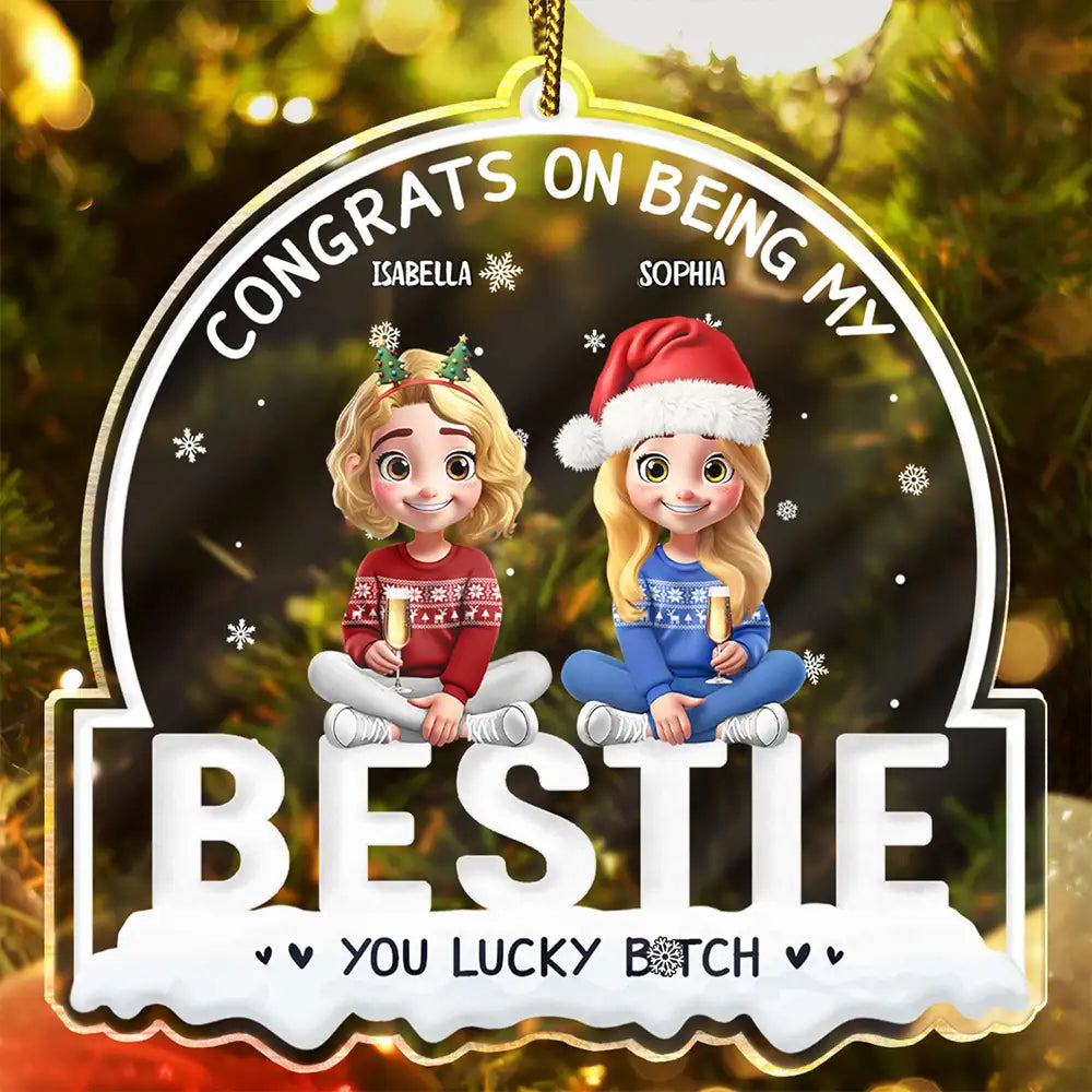 Congrats On Being My Bestie 3D Best Friends - Personalized Custom Shaped Acrylic Ornament