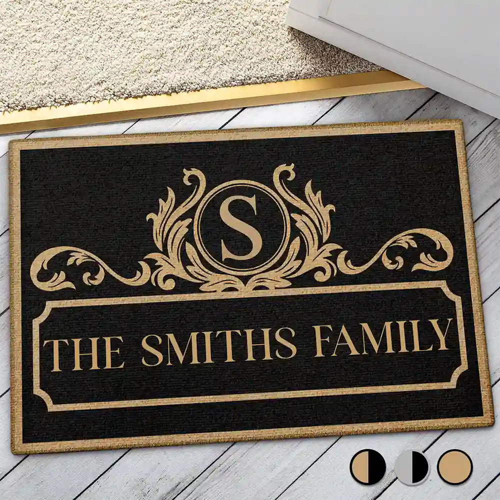 Simple Monogram Family Name - Personalized Doormat