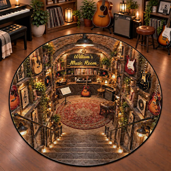 Christmas,Confident,Gift For Men,Gift For Yourself,Gifts For Him,Guitar,Icon,Music - Birthday Gifts For Guitar Lovers Husband Son Yourself - Personalized Name Where The Music Lives Rug