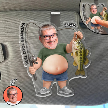 Custom Photo Reel Cool Dad Bod - Personalized Squishy Acrylic Car Visor Clip