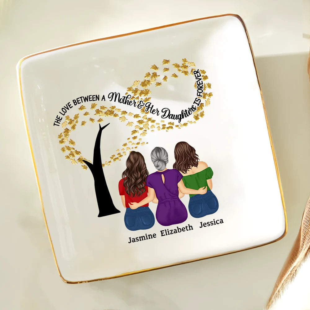 Gift For Mother,Single Mom,Mom,Daughters,Afro Mom,Gift For Women,Sons,Children,Love - Infinity Tree The Love Between A Mother & Her Daughters Sons - Personalized Ring Dish