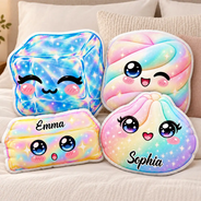 Christmas, Gift For Kids, Icon, Playful, Top Market - Gift For Kids Girls - Personalized Name & Rainbow Squishy Pillow