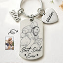 Dad - Children,Grandpa - Grandkids,Gift For Father,Gift For Grandpa,Non-Eng,Photo - Pencil Sketch (Bold),Sentimental - Custom Photo Bold Sketch Best Dad Grandpa Ever We Love You - Personalized Stainless Steel Keychain