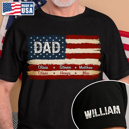 Stars & Stripes US Flag American Dad Grandpa - Personalized T Shirt