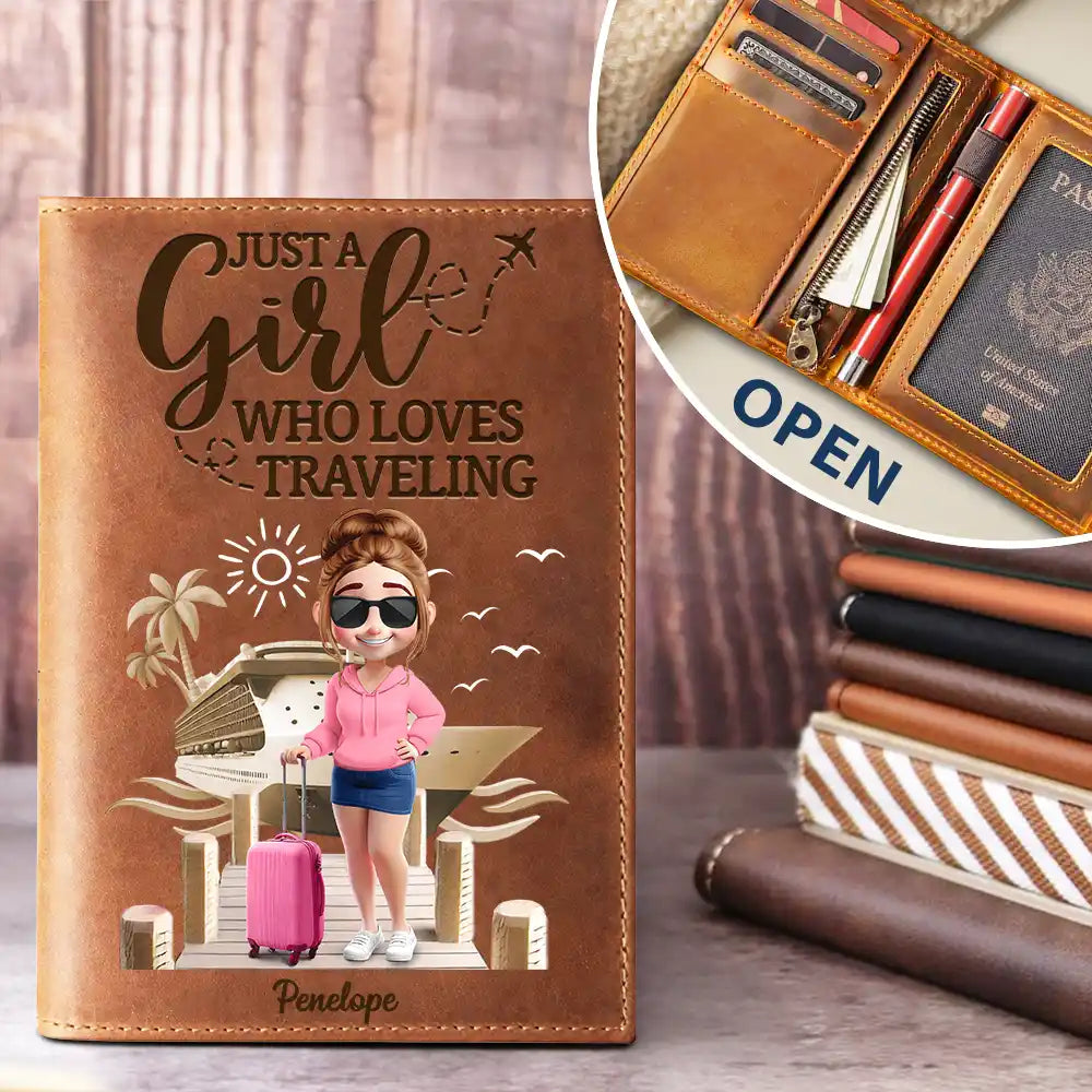 Gift For Yourself, Gift For Women, Gift For Men, Travel, Happy - All My Travel Crap - Personalized Leather Passport Holder