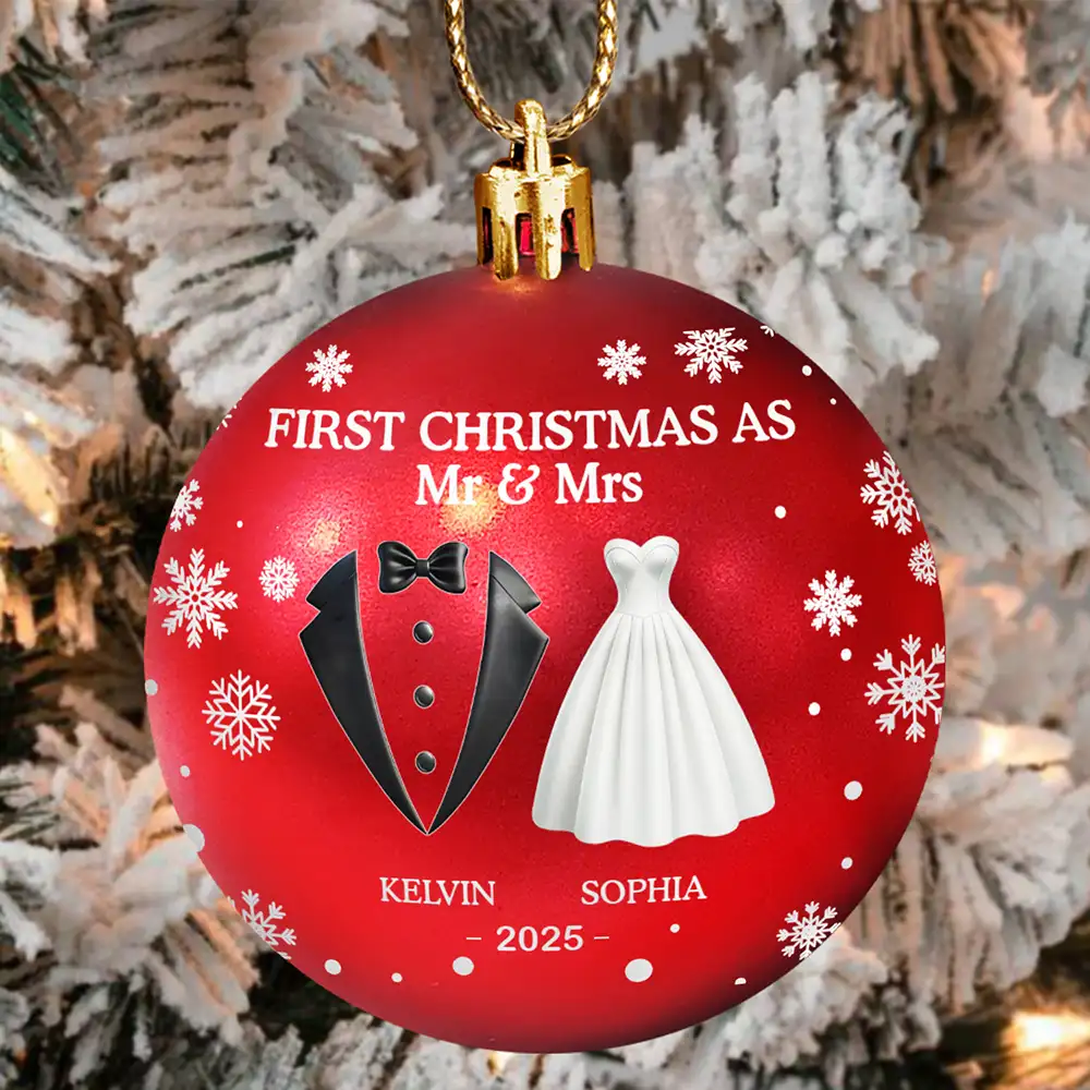 Gift For Couples,Love,Christmas - First Christmas As Married Couples - Personalized Ball Ornament