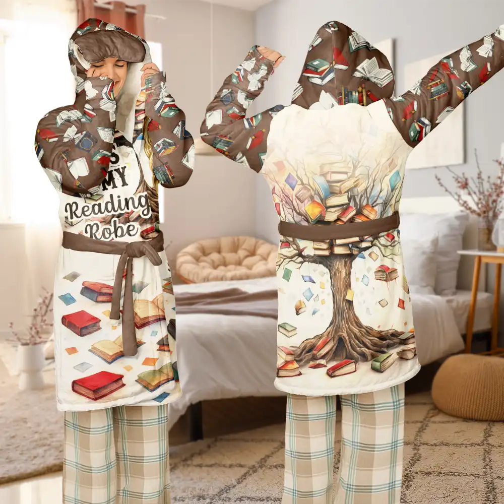 Book Tree This Is My Reading Bath & Bed Item - Personalized Hooded Robe