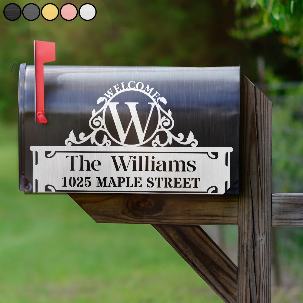 Welcome Family Name Monogram - Personalized Mailbox Cover