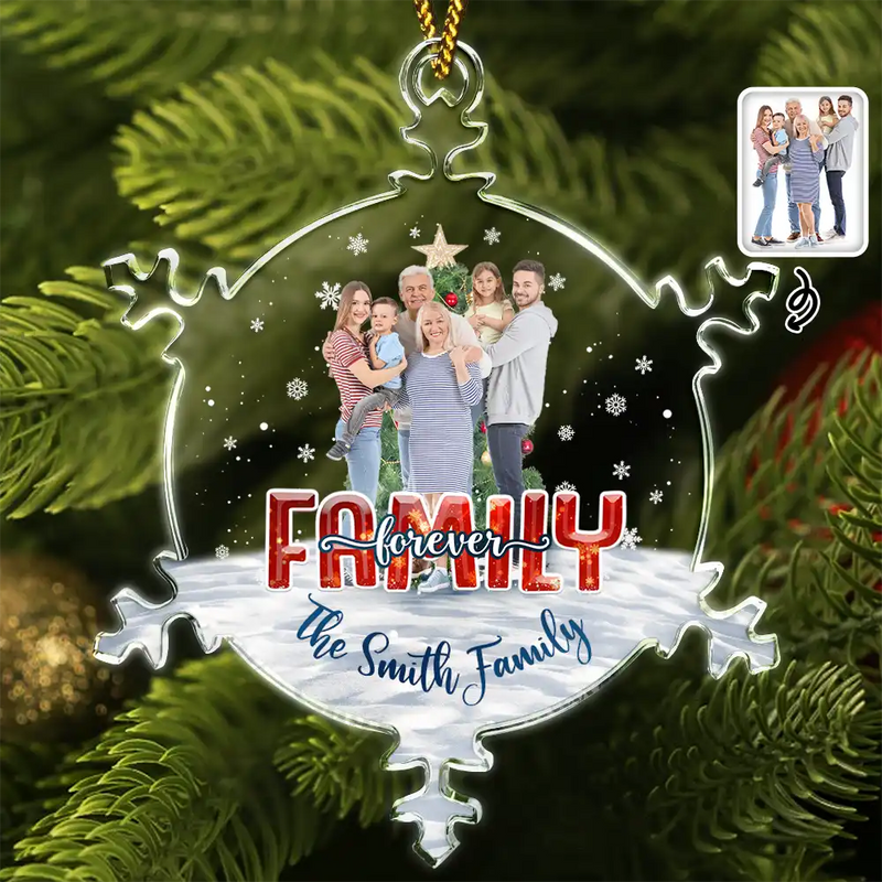 Gift For Sisters,Family,Christmas,Happy,Gift For Bestie - Custom Photo Family Besties Sisters Forever - Personalized Snowflakes Shaped Glass Ornament