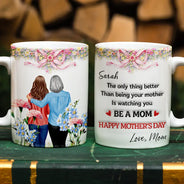 Mom - Daughters (Adult),Gift For Daughter,Gift For Women,New Mom,Happy,Top Market - 3D Inflated Effect Watching You Be A Mom Mom Daughter - Personalized White Edge-to-Edge Mug