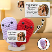 Gift For Bestie,Gift For Sisters,Happy,Custom Photo,Long Distance - Custom Photo My Friend Forever Never Apart - Personalized Doll Crochet With Custom Card