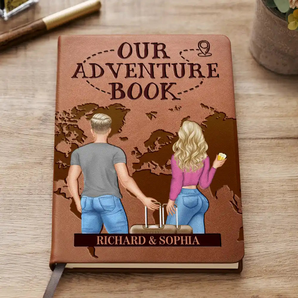 Our Adventure Book Travel Couple - Personalized Leather Journal
