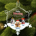 Dog Lovers,Christmas,Funny - Feliz Navidog - Personalized Snowflakes Shaped Glass Ornament