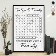 Family,Single Mom,Single Dad,LGBT,Pet Couple,Gift For Women,Gift For Men,Gift For Mother,Gift For Father,Gift For Grandparents,Happy - Word Search Puzzle Together We Make A Family - Personalized Poster