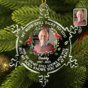Family,Christmas,Memorial,Sad - Custom Photo My Mind Still Talks To You Memorial - Personalized Snowflakes Shaped Glass Ornament