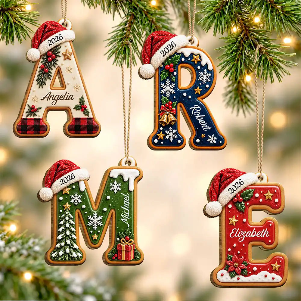 Wander Vs Custom Name Christmas Santa Hat Initial Letter Gift For Family - Perso ...