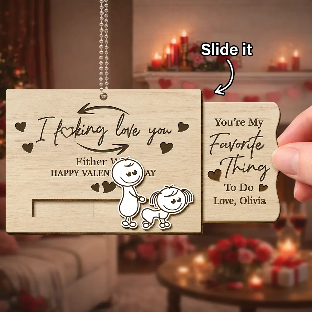 Gift For Couples,Old Couples,Gift For Husband,Gift For Wife,Gift For Boyfriend,Gift For Girlfriend,Love - You're My Favorite Thing To Do Doggy Couple - Personalized Hanging Wooden Slide Card