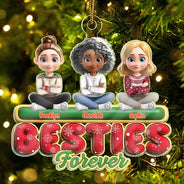Gift For Bestie, Christmas, Happy, Gift For Sisters, Gift For Brothers, Gift For Sibling - Besties Friends Siblings Forever 3D Effect - Personalized Custom Shaped Acrylic Ornament