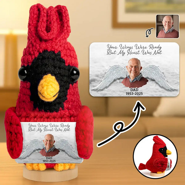 Custom Photo Memorial Your Wings Were Ready - Personalized Doll Crochet With Custom Card