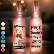 Couple qui s'embrasse, je t'aime tous les jours, sois toujours à tes côtés - Bouteille lumineuse personnalisée